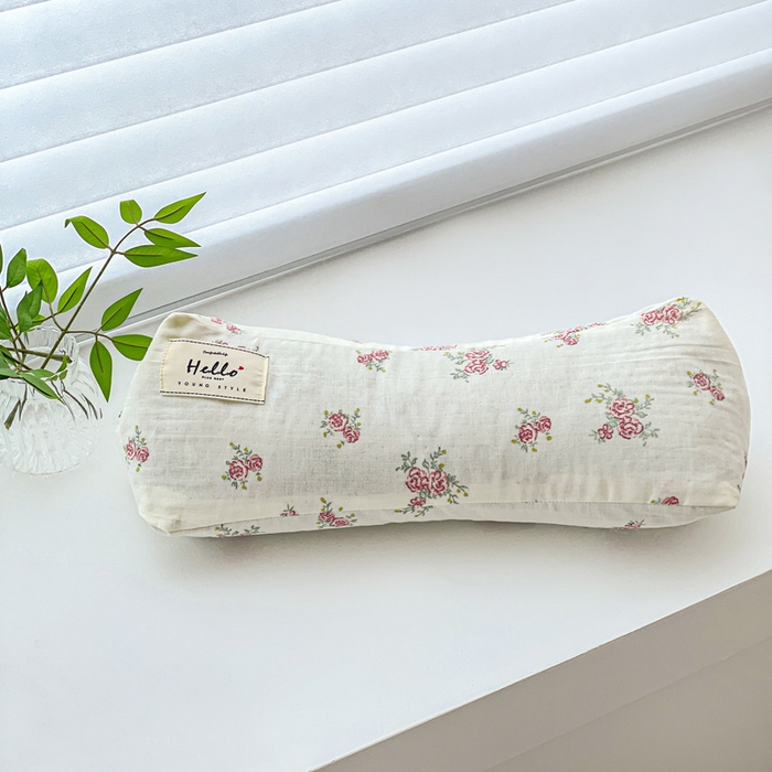 卓昌枕芯 2025新款全棉双层纱颈椎枕全棉水洗棉三角枕枕头枕芯 花漾-全棉双层纱颈椎枕 45x15cm单枕/只