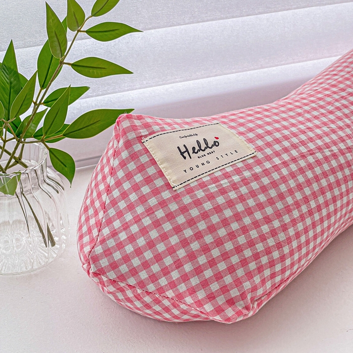 91家纺网 家纺一手货源 找家纺 卓昌枕芯 2025新款全棉双层纱颈椎枕全棉水洗棉三角枕枕头枕芯 粉格--全棉水洗棉颈椎枕 45x15cm单枕/对