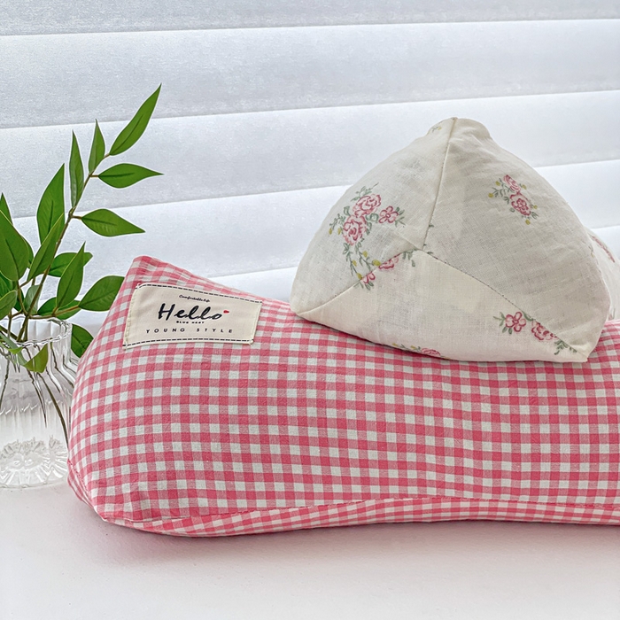 91家纺网 家纺一手货源 找家纺 卓昌枕芯 2025新款全棉双层纱颈椎枕全棉水洗棉三角枕枕头枕芯 粉格--全棉水洗棉颈椎枕 45x15cm单枕/对