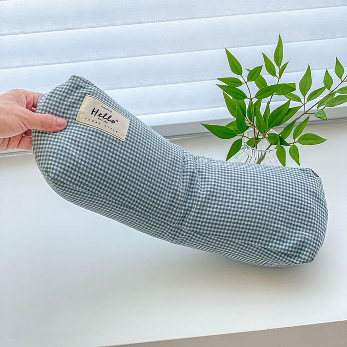 91家纺网 家纺一手货源 找家纺 卓昌枕芯 2025新款全棉双层纱颈椎枕全棉水洗棉三角枕枕头枕芯 蓝格-全棉水洗棉颈椎枕 45x15cm单枕/对