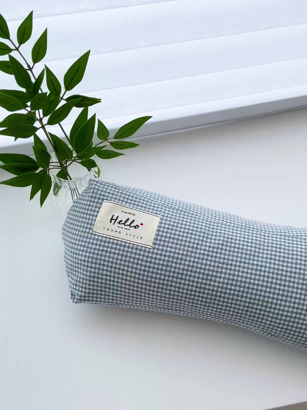 91家纺网 家纺一手货源 找家纺 卓昌枕芯 2025新款全棉双层纱颈椎枕全棉水洗棉三角枕枕头枕芯 蓝格-全棉水洗棉颈椎枕 45x15cm单枕/对