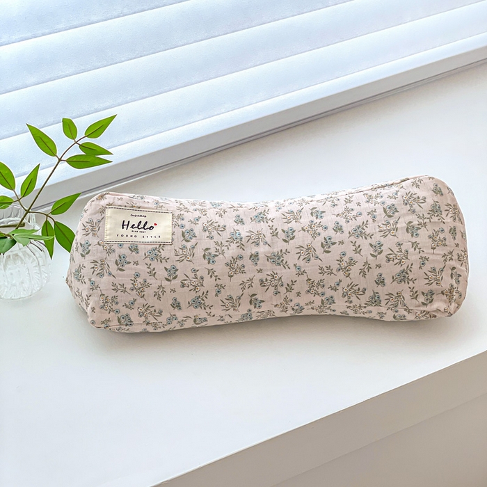 卓昌枕芯 2025新款全棉双层纱颈椎枕全棉水洗棉三角枕枕头枕芯 伊朵粉-全棉双层纱颈椎枕 45x15cm单枕/对