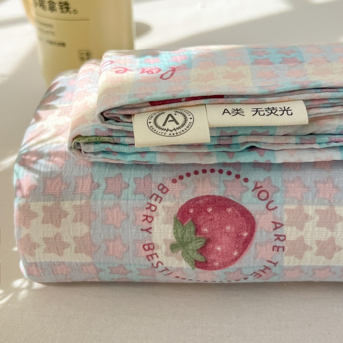 91家纺网 家纺一手货源 找家纺 （总）韩巢家纺 2025新款云感提花双层纱床单被单枕套三件套