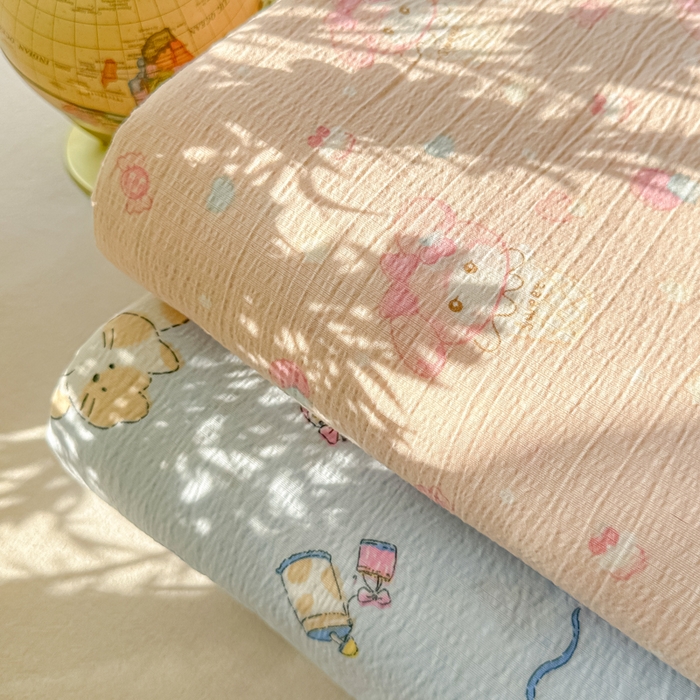 91家纺网 家纺一手货源 找家纺 韩巢家纺 2025新款云感提花双层纱床单被单枕套三件套 组合图仅供展示