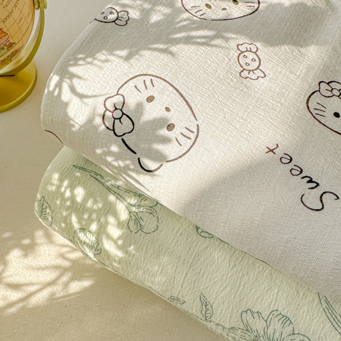 91家纺网 家纺一手货源 找家纺 韩巢家纺 2025新款云感提花双层纱床单被单枕套三件套 组合图仅供展示