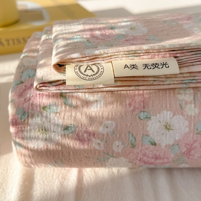 韩巢家纺 2025新款云感提花双层纱床单被单枕套三件套 爱如星辰