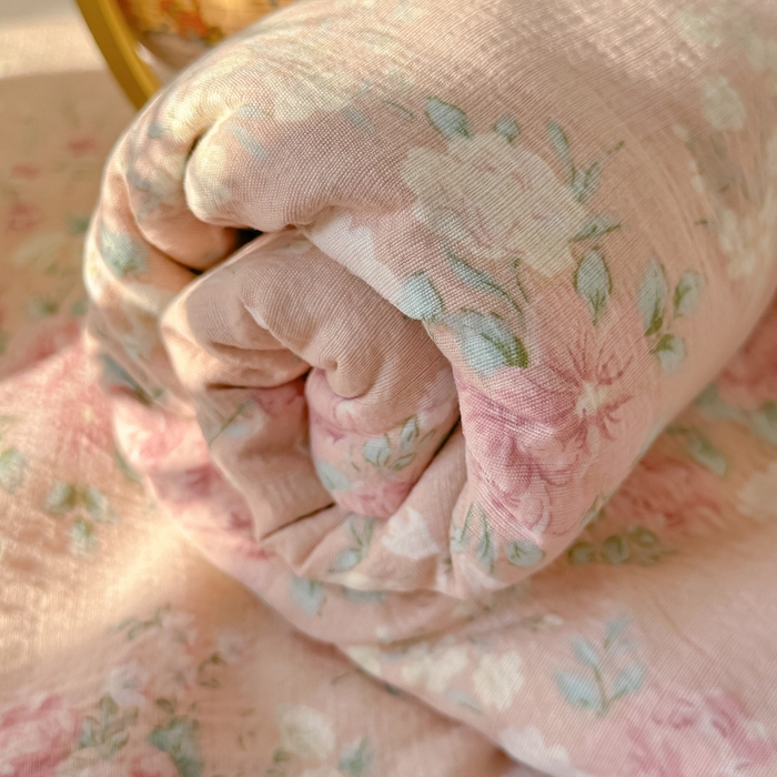 91家纺网 家纺一手货源 找家纺 韩巢家纺 2025新款云感提花双层纱床单被单枕套三件套 爱如星辰