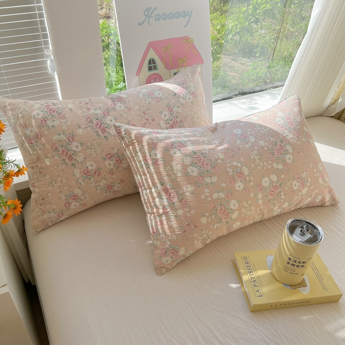 91家纺网 家纺一手货源 找家纺 韩巢家纺 2025新款云感提花双层纱床单被单枕套三件套 爱如星辰