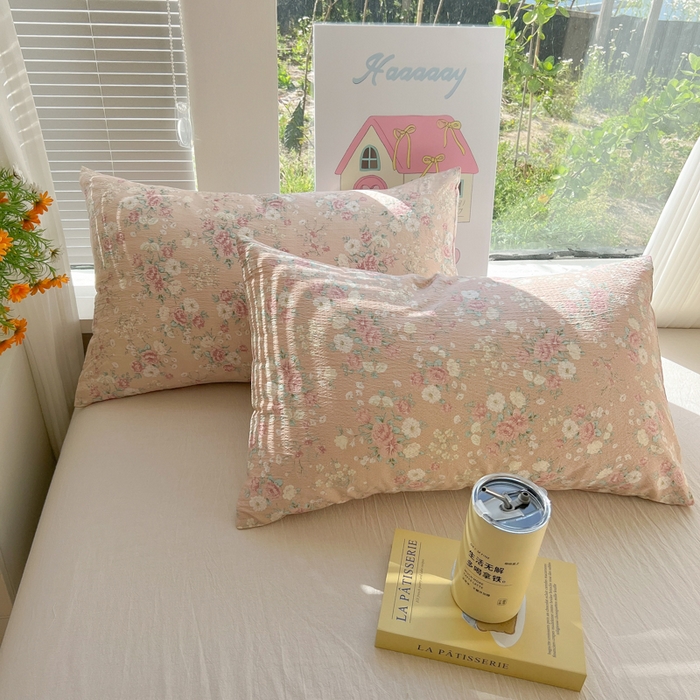 91家纺网 家纺一手货源 找家纺 韩巢家纺 2025新款云感提花双层纱床单被单枕套三件套 爱如星辰