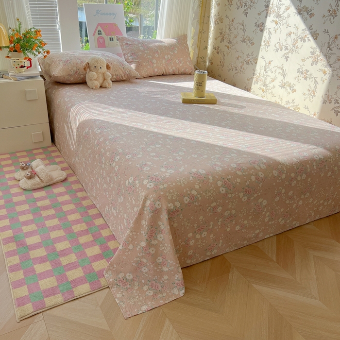 91家纺网 家纺一手货源 找家纺 韩巢家纺 2025新款云感提花双层纱床单被单枕套三件套 爱如星辰