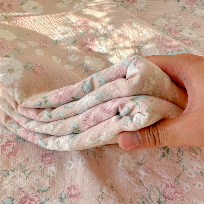 91家纺网 家纺一手货源 找家纺 韩巢家纺 2025新款云感提花双层纱床单被单枕套三件套 爱如星辰