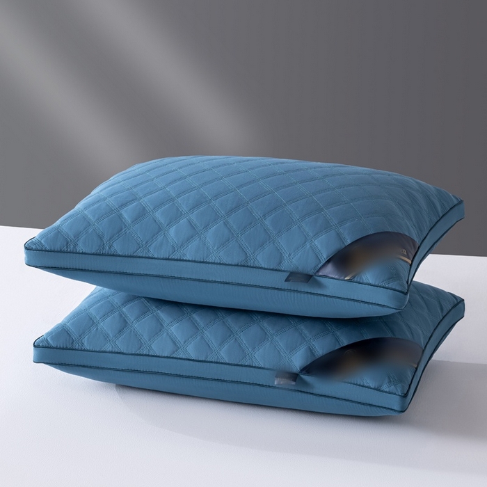 91家纺网 家纺一手货源 找家纺 橘夏家纺 2025新款三格线亲肤羽丝棉酒店枕枕头枕芯 藏蓝 48x74cm中枕/只