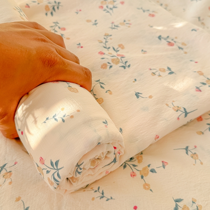 91家纺网 家纺一手货源 找家纺 韩巢家纺 2025新款云感提花双层纱床单被单枕套三件套 春风十里