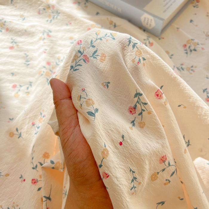 91家纺网 家纺一手货源 找家纺 韩巢家纺 2025新款云感提花双层纱床单被单枕套三件套 春风十里