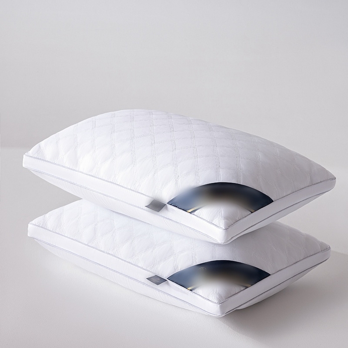 91家纺网 家纺一手货源 找家纺 橘夏家纺 2025新款三格线亲肤羽丝棉酒店枕枕头枕芯 雅白 48x74cm高枕/只