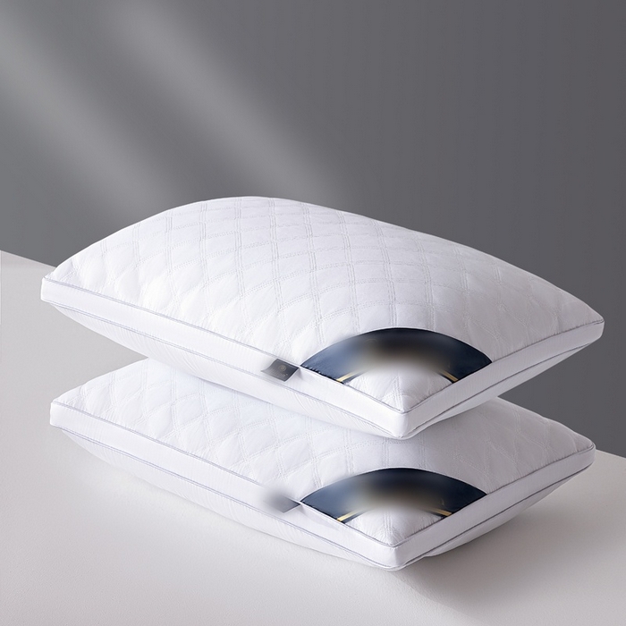 91家纺网 家纺一手货源 找家纺 橘夏家纺 2025新款三格线亲肤羽丝棉酒店枕枕头枕芯 雅白 48x74cm高枕/只