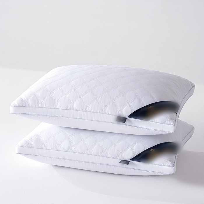 91家纺网 家纺一手货源 找家纺 橘夏家纺 2025新款三格线亲肤羽丝棉酒店枕枕头枕芯 雅白 48x74cm高枕/只