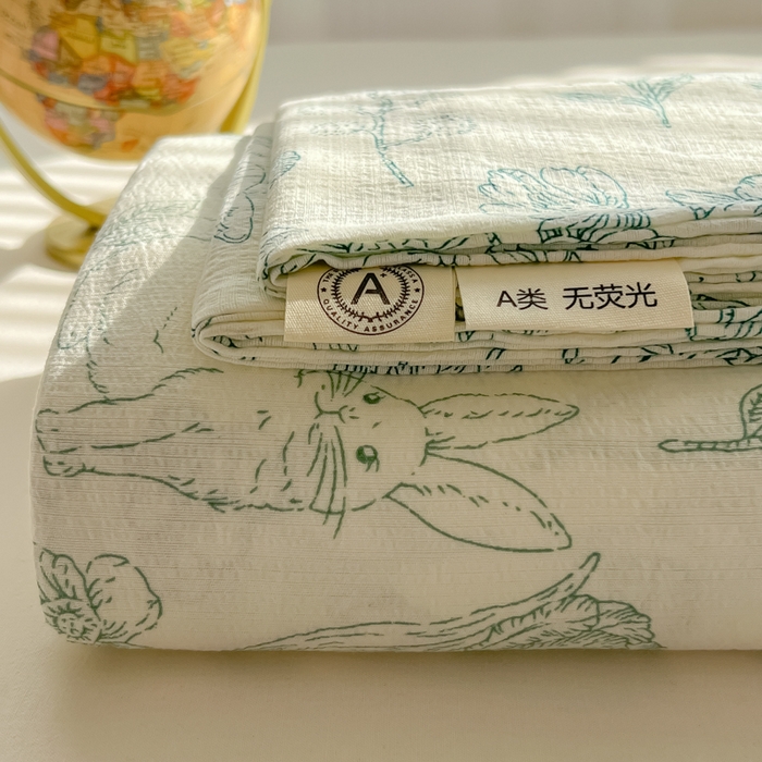 韩巢家纺 2025新款云感提花双层纱床单被单枕套三件套 海像森林