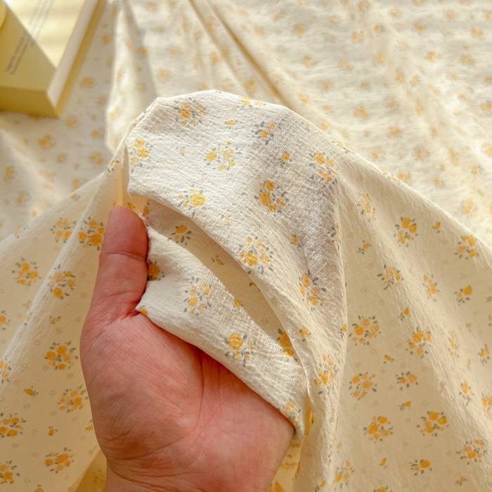 91家纺网 家纺一手货源 找家纺 韩巢家纺 2025新款云感提花双层纱床单被单枕套三件套 橘子海