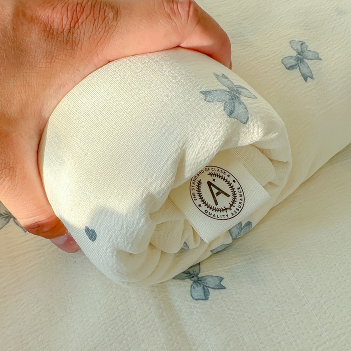 91家纺网 家纺一手货源 找家纺 韩巢家纺 2025新款云感提花双层纱床单被单枕套三件套 蓝相思