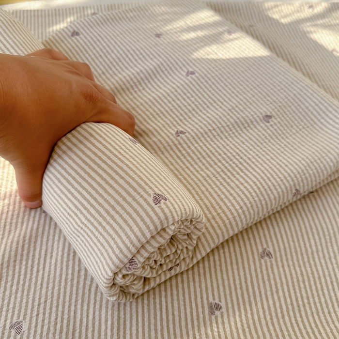 91家纺网 家纺一手货源 找家纺 韩巢家纺 2025新款云感提花双层纱床单被单枕套三件套 米倾心