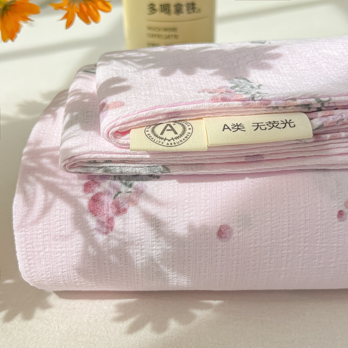 韩巢家纺 2025新款云感提花双层纱床单被单枕套三件套 葡萄七分甜