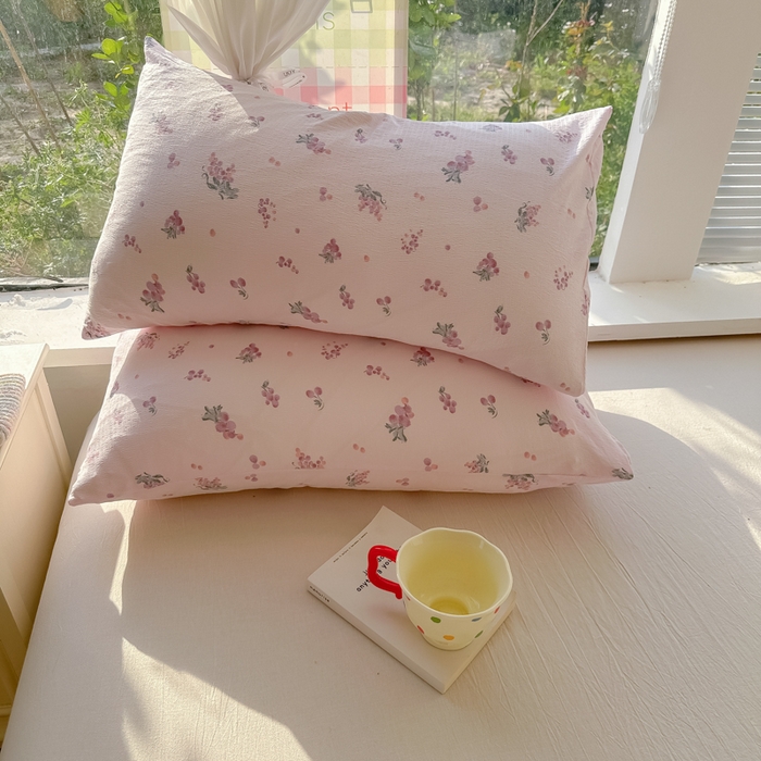 91家纺网 家纺一手货源 找家纺 韩巢家纺 2025新款云感提花双层纱床单被单枕套三件套 葡萄七分甜