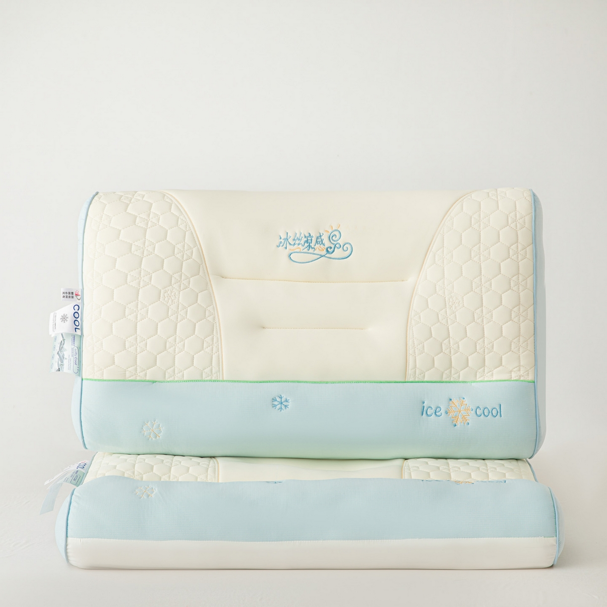 91家纺网 家纺一手货源 找家纺 橘夏家纺 2025新款冰丝牵引枕枕头枕芯 蓝色 48x74cm/只