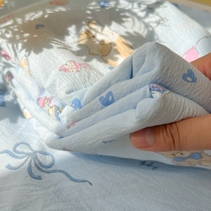 91家纺网 家纺一手货源 找家纺 韩巢家纺 2025新款云感提花双层纱床单被单枕套三件套 小猫时光篮