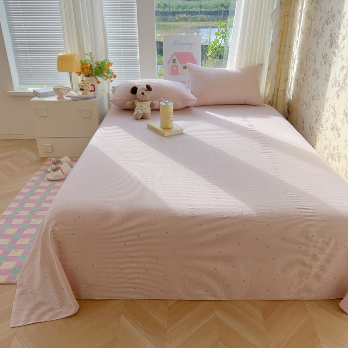 91家纺网 家纺一手货源 找家纺 韩巢家纺 2025新款云感提花双层纱床单被单枕套三件套 紫倾心