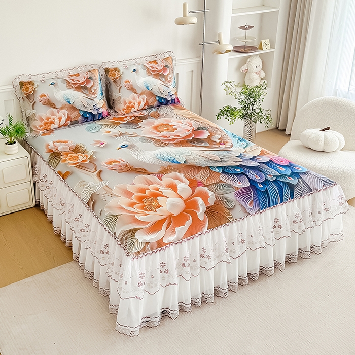 91家纺网 家纺一手货源 找家纺 （总）2025新款500克冰豆豆凉豆豆床裙凉席三件套