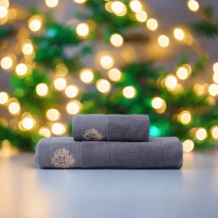 彩虹毛巾 2025新款A类酒店风S全棉毛巾加厚长绒棉浴巾纯棉毛巾浴巾套装外贸跨境爆款 【圣诞背景】A类S深灰毛巾浴巾套装 组合套装