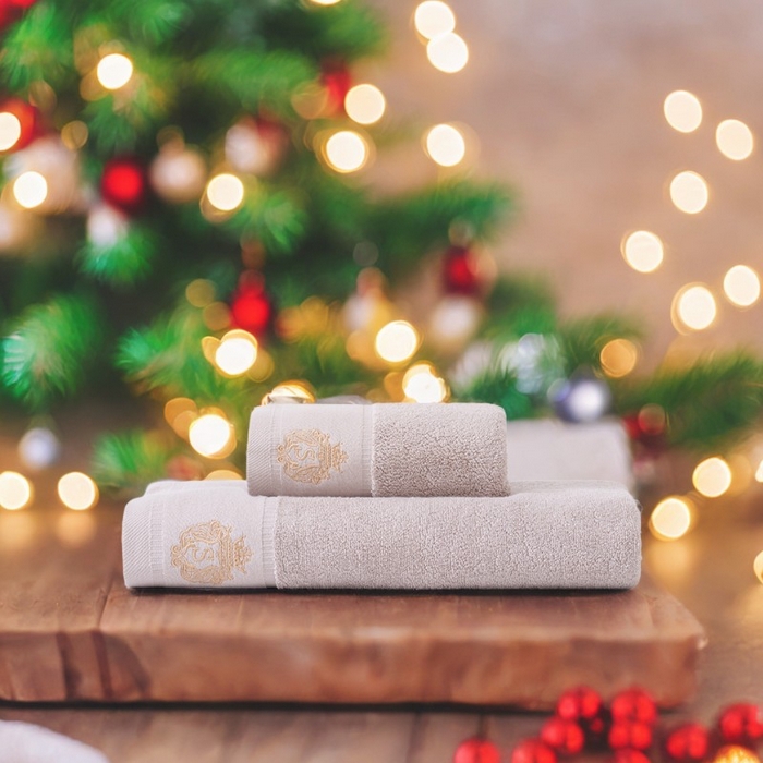 91家纺网 家纺一手货源 找家纺 彩虹毛巾 2025新款A类酒店风S全棉毛巾加厚长绒棉浴巾纯棉毛巾浴巾套装外贸跨境爆款 【圣诞背景】A类S浅灰毛巾浴巾套装 组合套装