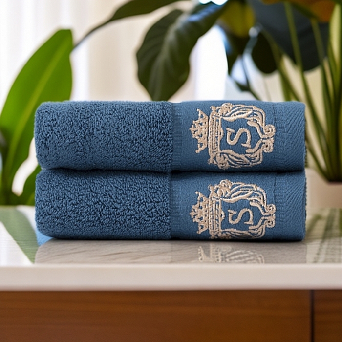 彩虹毛巾 2025新款A类酒店风S全棉毛巾加厚长绒棉浴巾纯棉毛巾浴巾套装外贸跨境爆款 A类S深蓝毛巾2条装 组合套装