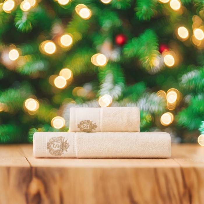 彩虹毛巾 2025新款A类酒店风S全棉毛巾加厚长绒棉浴巾纯棉毛巾浴巾套装外贸跨境爆款 【圣诞背景】A类S米黄毛巾浴巾套装 组合套装