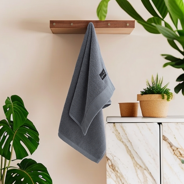 彩虹毛巾 2025新款迪迈波浪纹全棉毛巾纯棉浴巾家用吸水速干毛巾浴巾套装 迪迈深灰毛巾1条装 组合套装