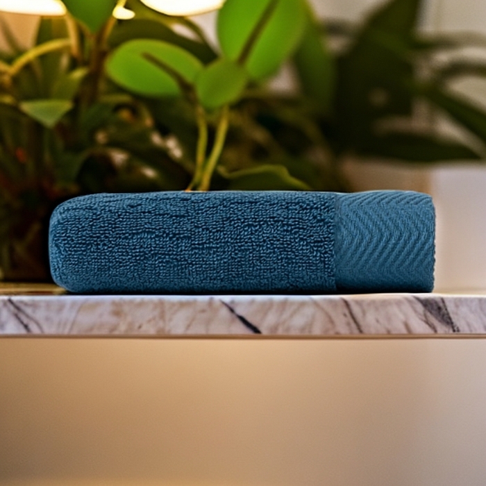 彩虹毛巾 2025新款迪迈波浪纹全棉毛巾纯棉浴巾家用吸水速干毛巾浴巾套装 迪迈深蓝浴巾1条装 组合套装