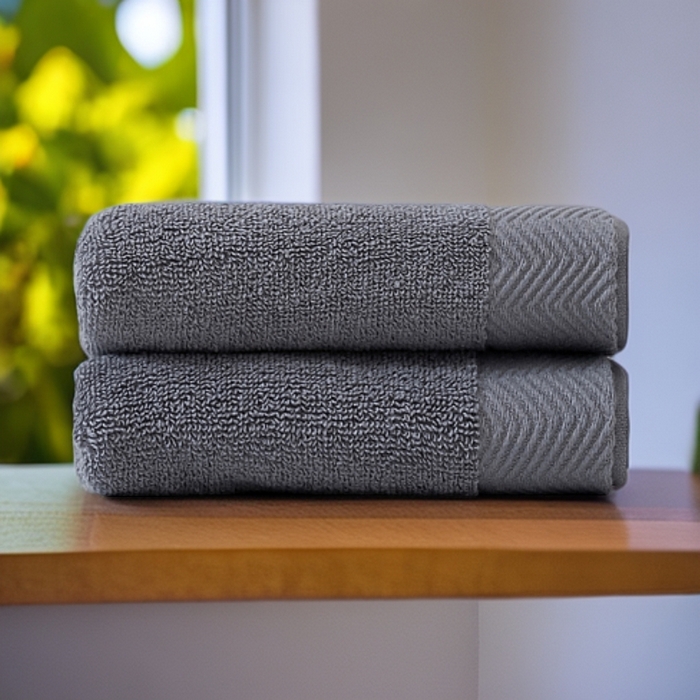 彩虹毛巾 2025新款迪迈波浪纹全棉毛巾纯棉浴巾家用吸水速干毛巾浴巾套装 迪迈深灰毛巾2条装 组合套装