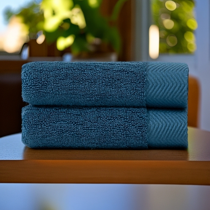 彩虹毛巾 2025新款迪迈波浪纹全棉毛巾纯棉浴巾家用吸水速干毛巾浴巾套装 迪迈深蓝毛巾2条装 组合套装
