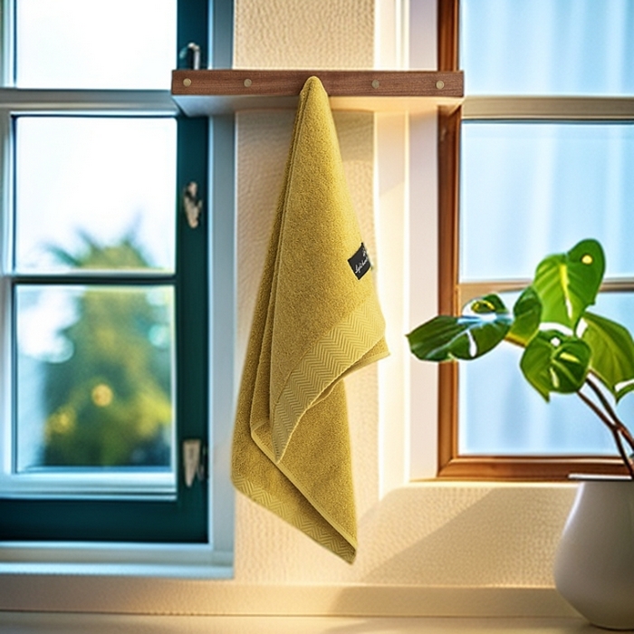 彩虹毛巾 2025新款迪迈波浪纹全棉毛巾纯棉浴巾家用吸水速干毛巾浴巾套装 迪迈姜黄毛巾1条装 组合套装