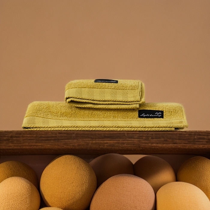 彩虹毛巾 2025新款迪迈波浪纹全棉毛巾纯棉浴巾家用吸水速干毛巾浴巾套装 迪迈姜黄毛巾浴巾套装 组合套装