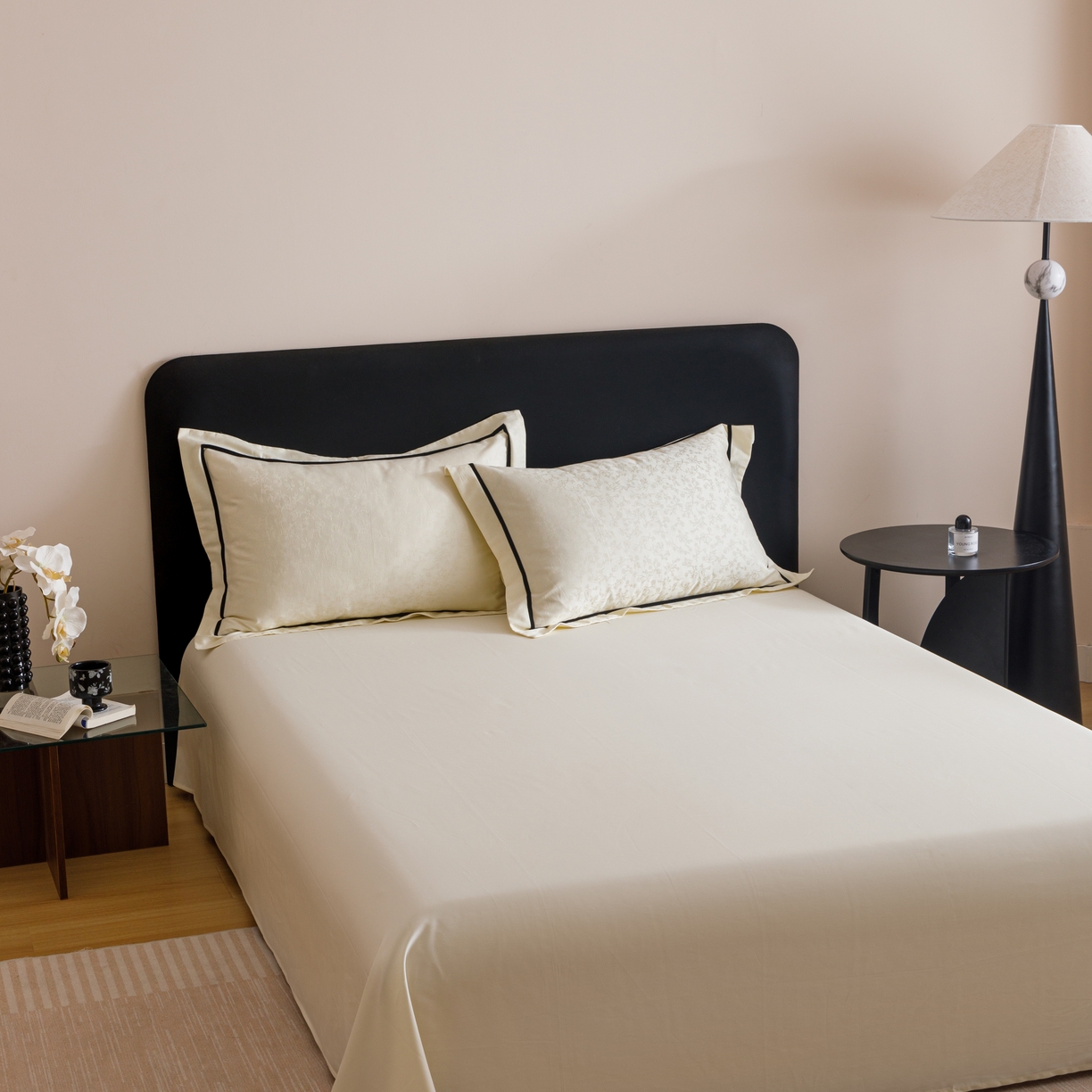 91家纺网 家纺一手货源 找家纺 （总）库里梦家纺 2025新款100S贡缎提花长绒棉纯棉四件套--玛奇朵