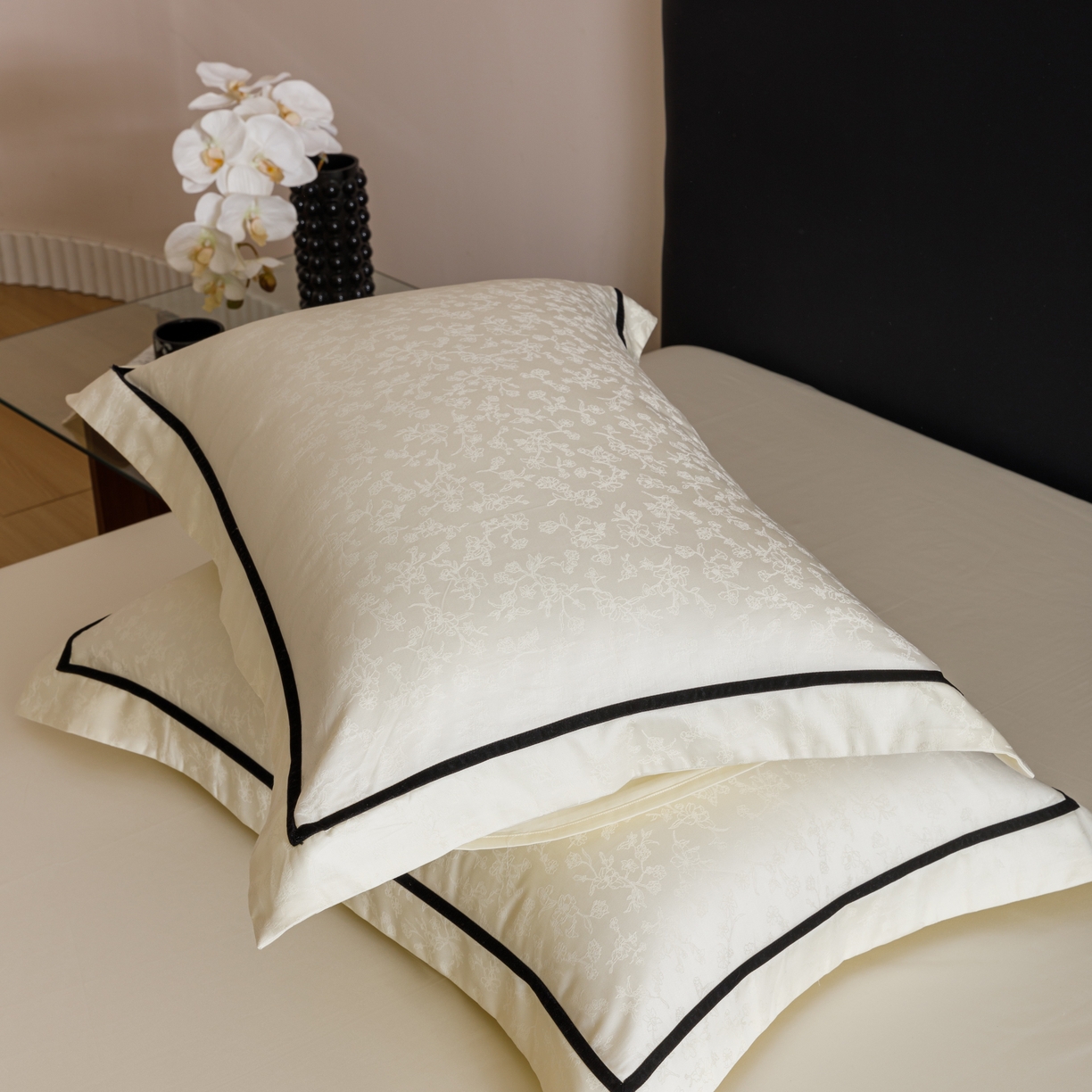 91家纺网 家纺一手货源 找家纺 （总）库里梦家纺 2025新款100S贡缎提花长绒棉纯棉四件套--玛奇朵