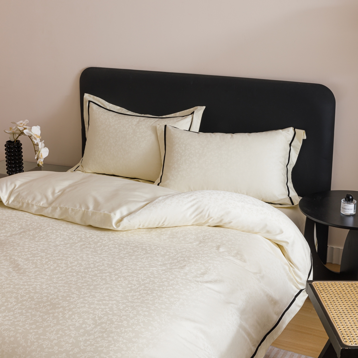 91家纺网 家纺一手货源 找家纺 （总）库里梦家纺 2025新款100S贡缎提花长绒棉纯棉四件套--玛奇朵