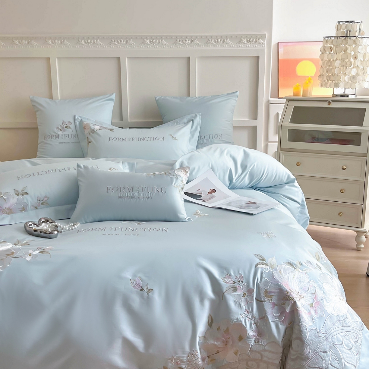 91家纺网 家纺一手货源 找家纺 （总）库里梦家纺 2025新款100S长绒棉纯棉刺绣四件套-春不晚花