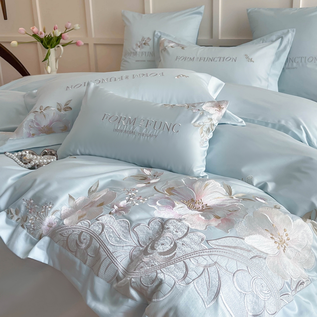 （总）库里梦家纺 2025新款100S长绒棉纯棉刺绣四件套-春不晚花