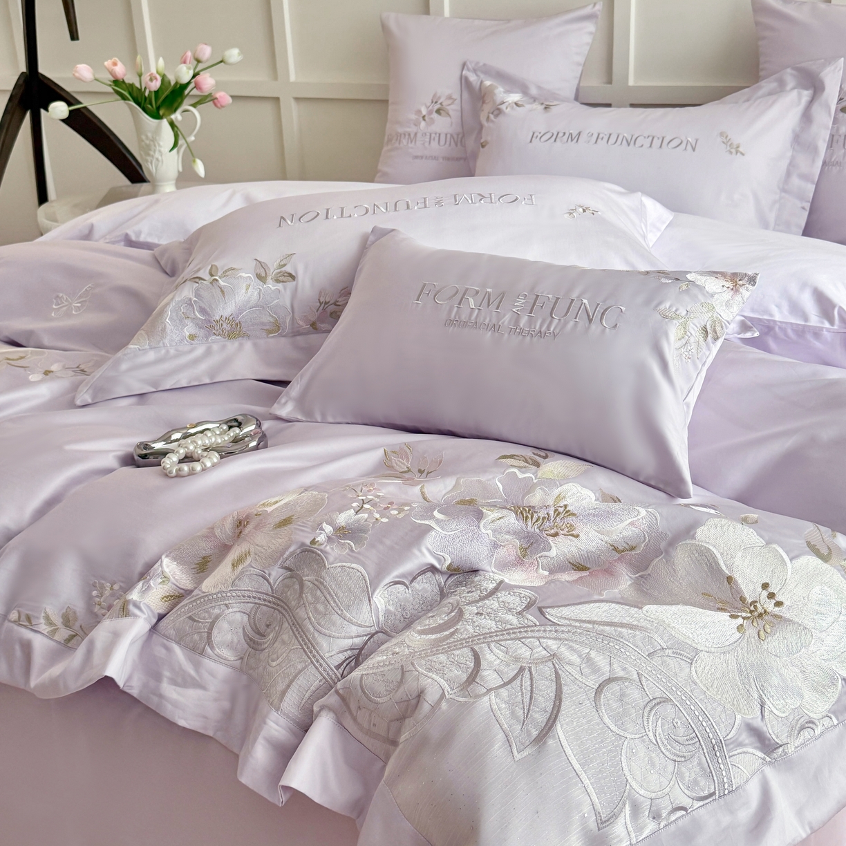 91家纺网 家纺一手货源 找家纺 库里梦家纺 2025新款100S长绒棉纯棉刺绣四件套-春不晚花 春不晚花-梦幻紫