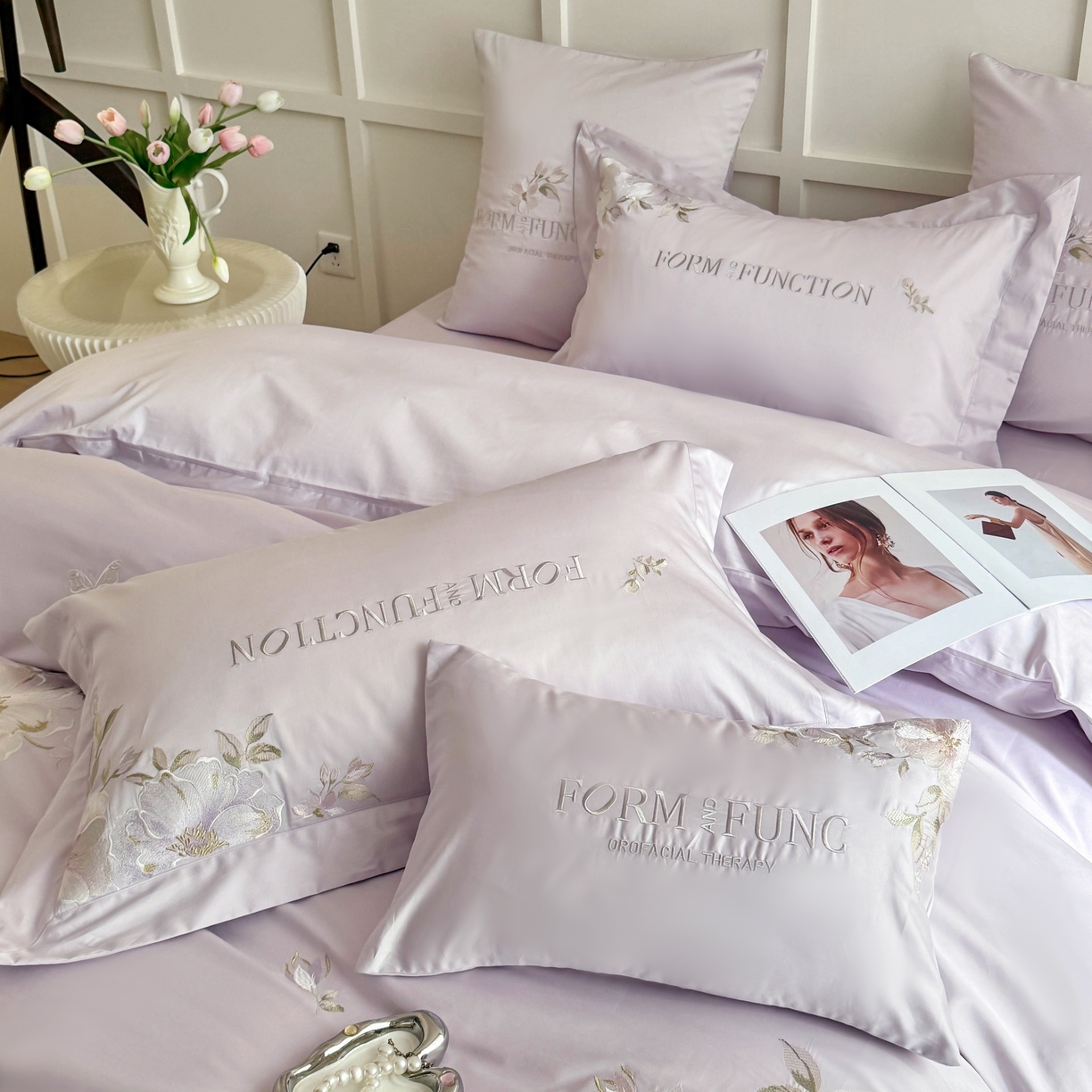 91家纺网 家纺一手货源 找家纺 库里梦家纺 2025新款100S长绒棉纯棉刺绣四件套-春不晚花 春不晚花-梦幻紫