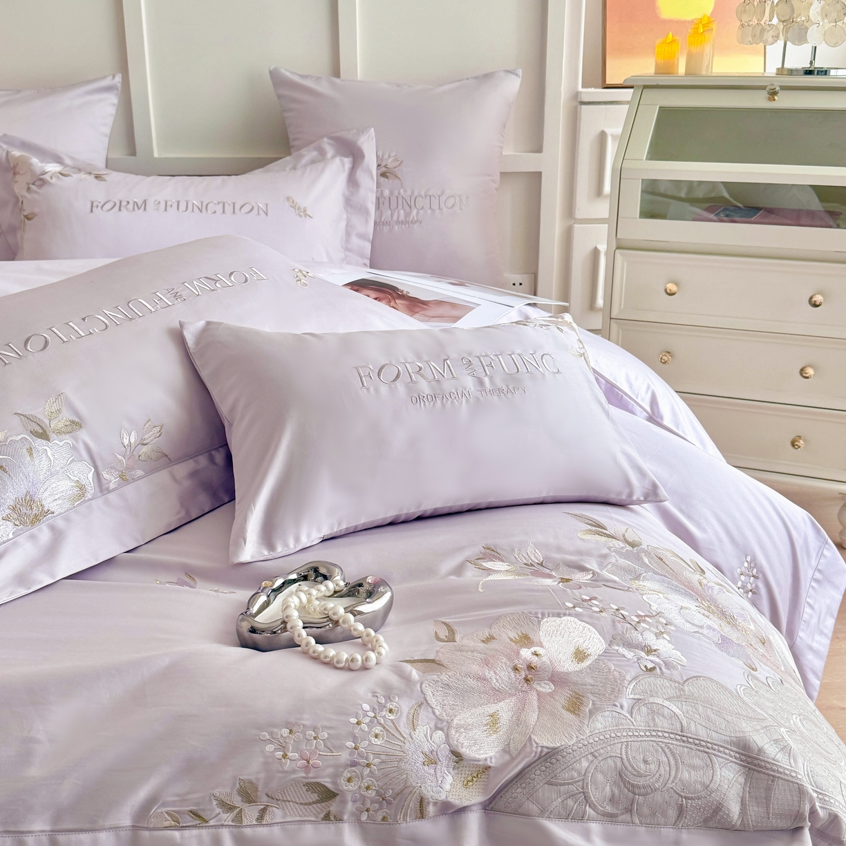 91家纺网 家纺一手货源 找家纺 库里梦家纺 2025新款100S长绒棉纯棉刺绣四件套-春不晚花 春不晚花-梦幻紫