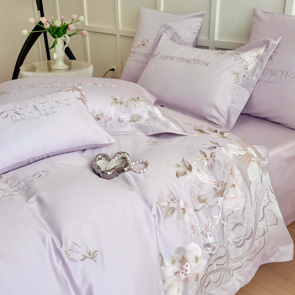 91家纺网 家纺一手货源 找家纺 库里梦家纺 2025新款100S长绒棉纯棉刺绣四件套-春不晚花 春不晚花-梦幻紫